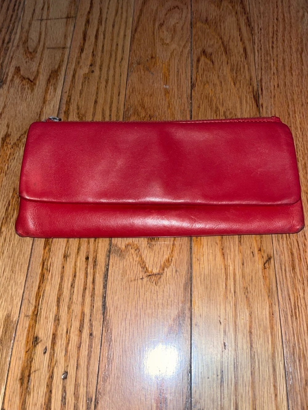 Clarks Soft Red Leather Multi-Compartment Clutch Wallet